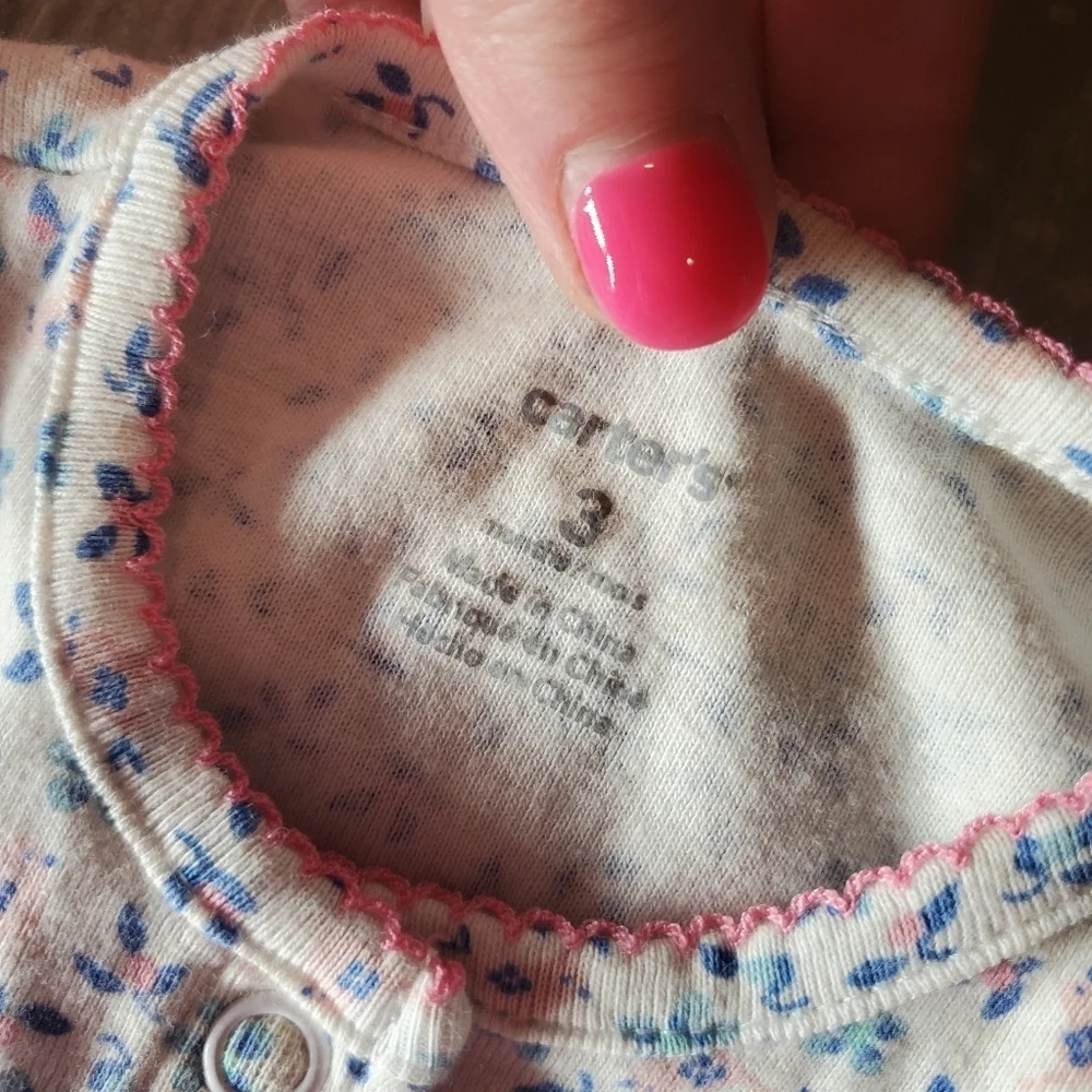 Carter's Baby Girl Size 3m Floral Bubble Romper 100% Cotton White Pink Blue EUC